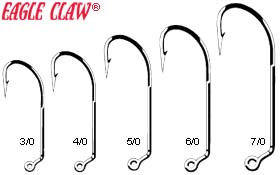 Eagle Claw Style 410 - 413 60 Degree O'Shaugnessy Jig Hooks