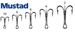 Mustad 3551 Classic Treble Standard Strength Fishing Hooks | Tackle for  Fishing Equipment | Comes in Bronz, Nickle, Gold, Blonde Red, Hooks 